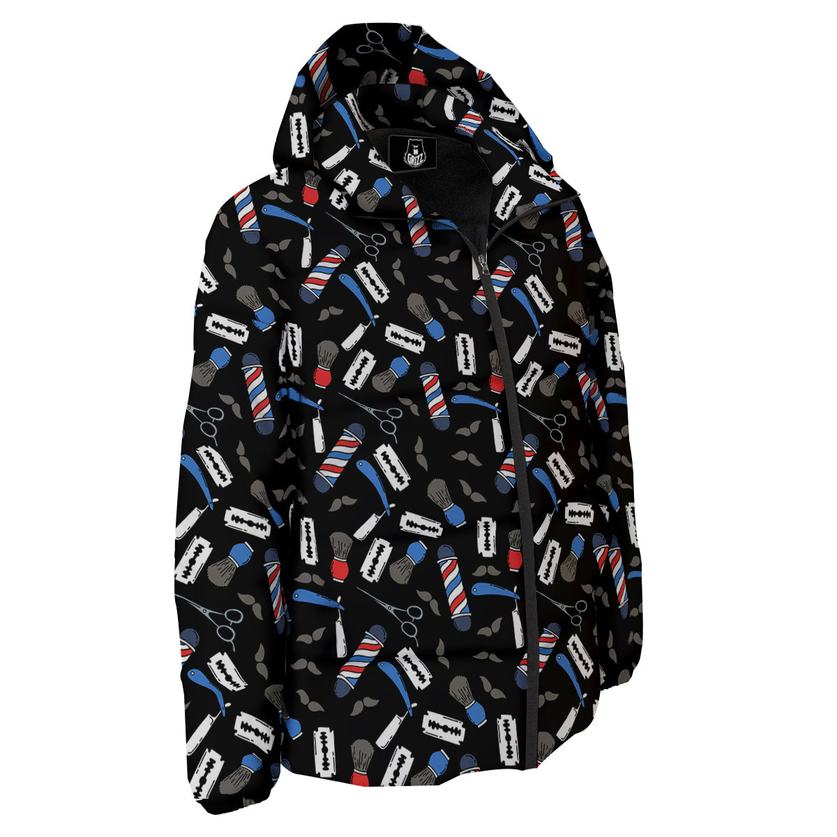 Barber Equipment Print Pattern Down Jacket-grizzshop