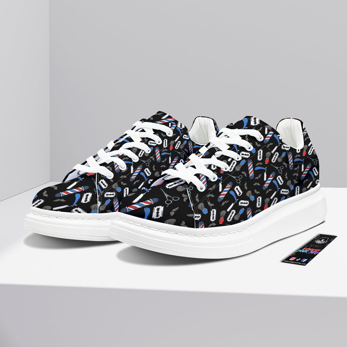 Barber Equipment Print Pattern Platform Shoes-grizzshop