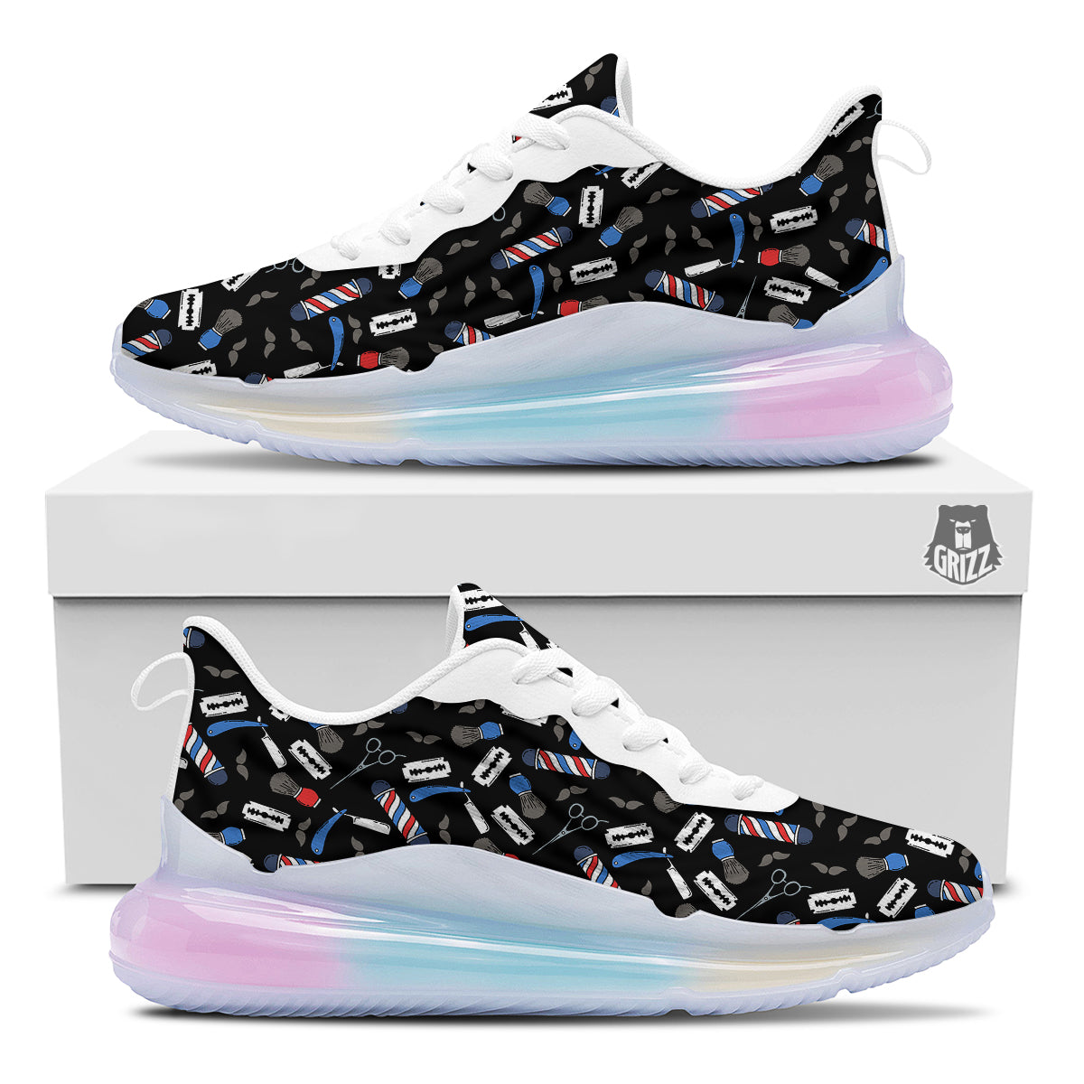 Barber Equipment Print Pattern Running Sneakers-grizzshop