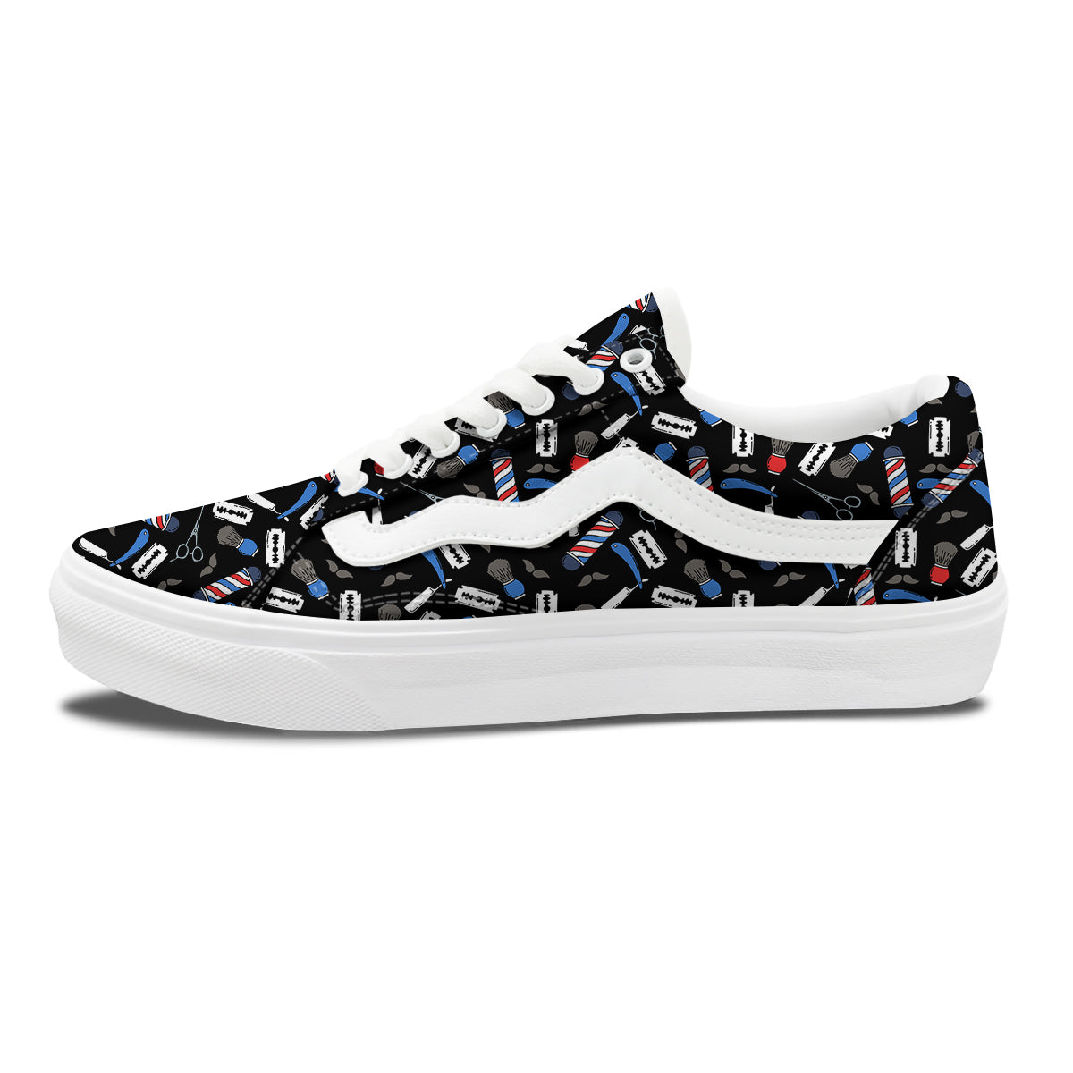 Barber Equipment Print Pattern Skate Shoes-grizzshop