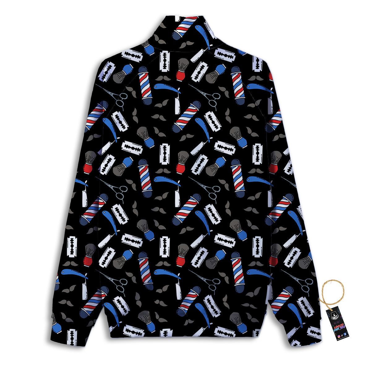 Barber Equipment Print Pattern Track Jacket-grizzshop