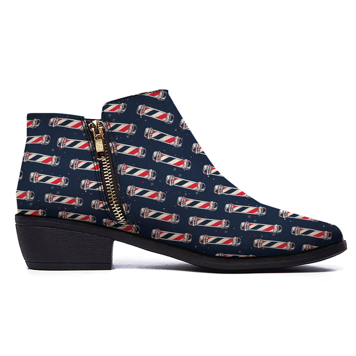 Barber Pole Print Pattern Ankle Boots-grizzshop