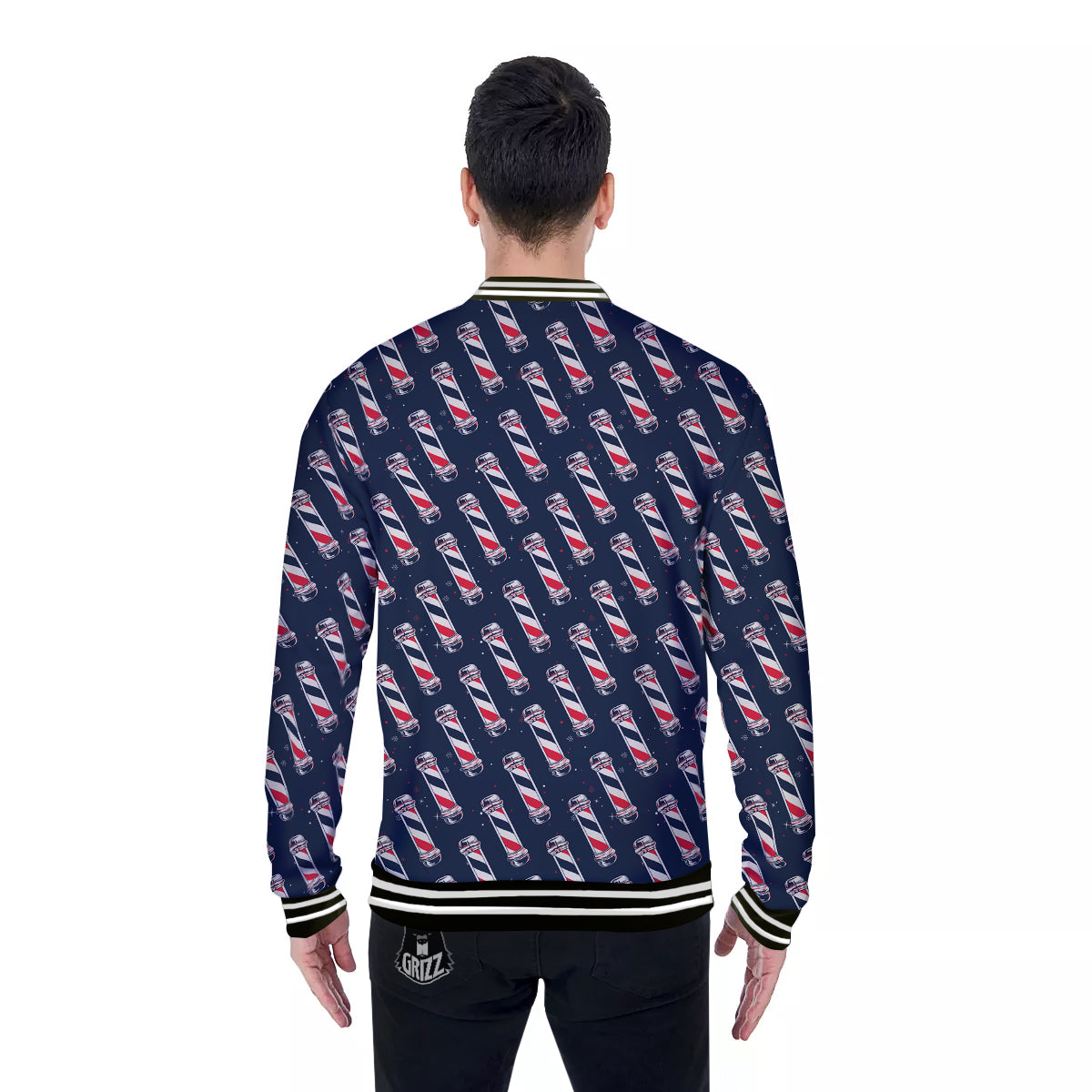 Barber Pole Print Pattern Baseball Jacket-grizzshop