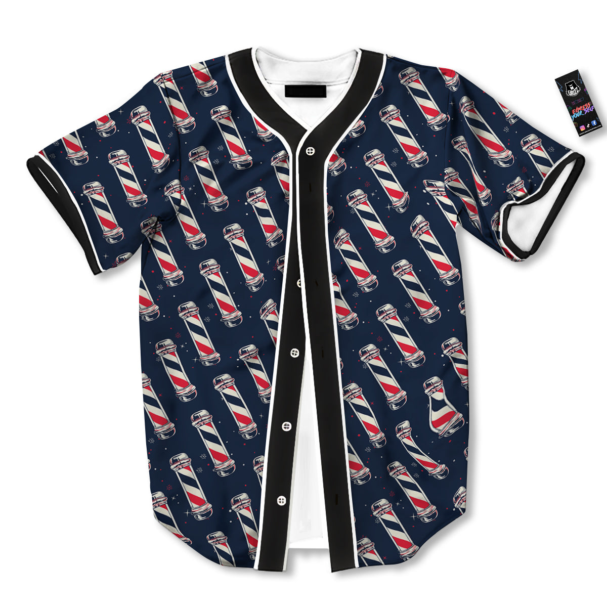Barber Pole Print Pattern Baseball Jersey-grizzshop