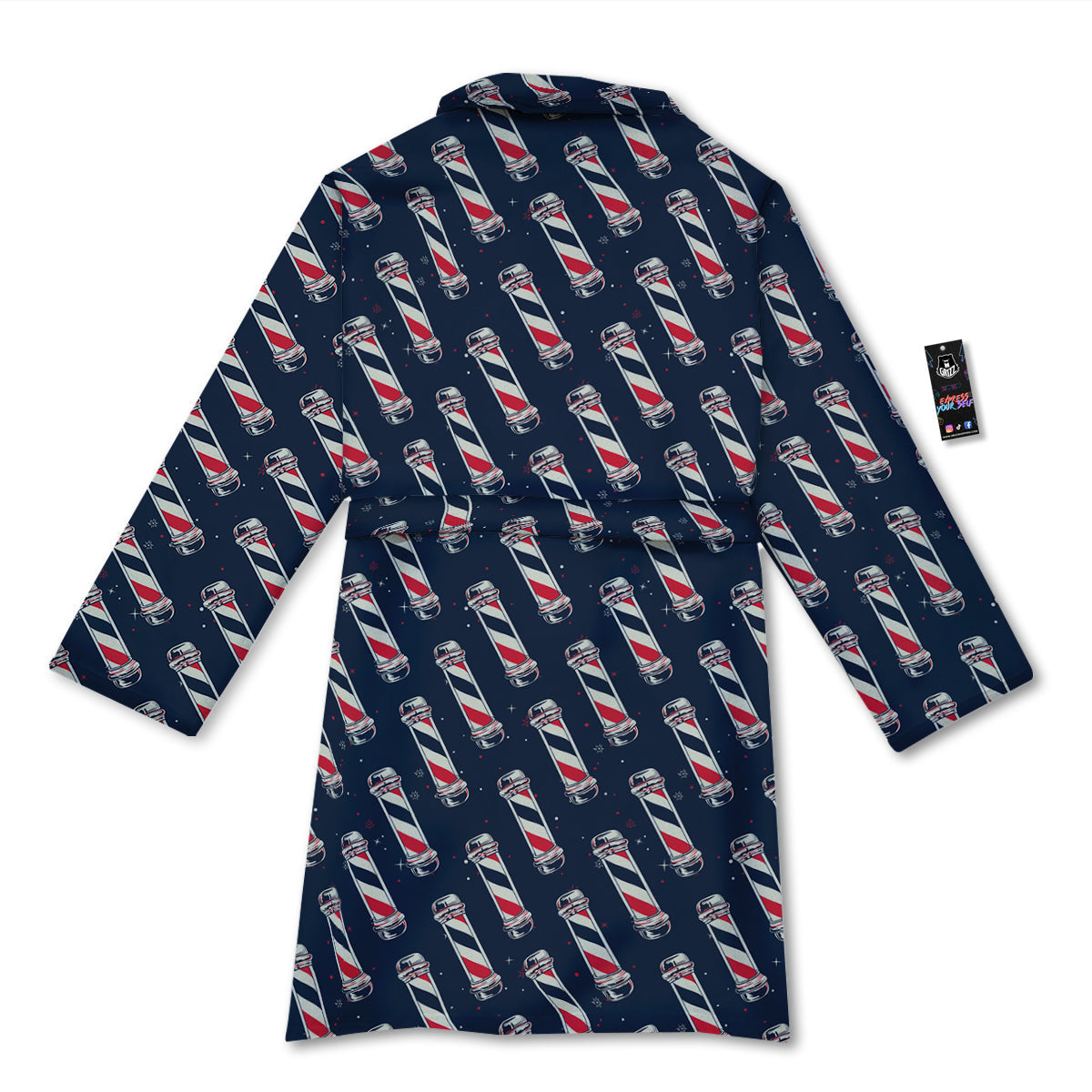 Barber Pole Print Pattern Bathrobe-grizzshop