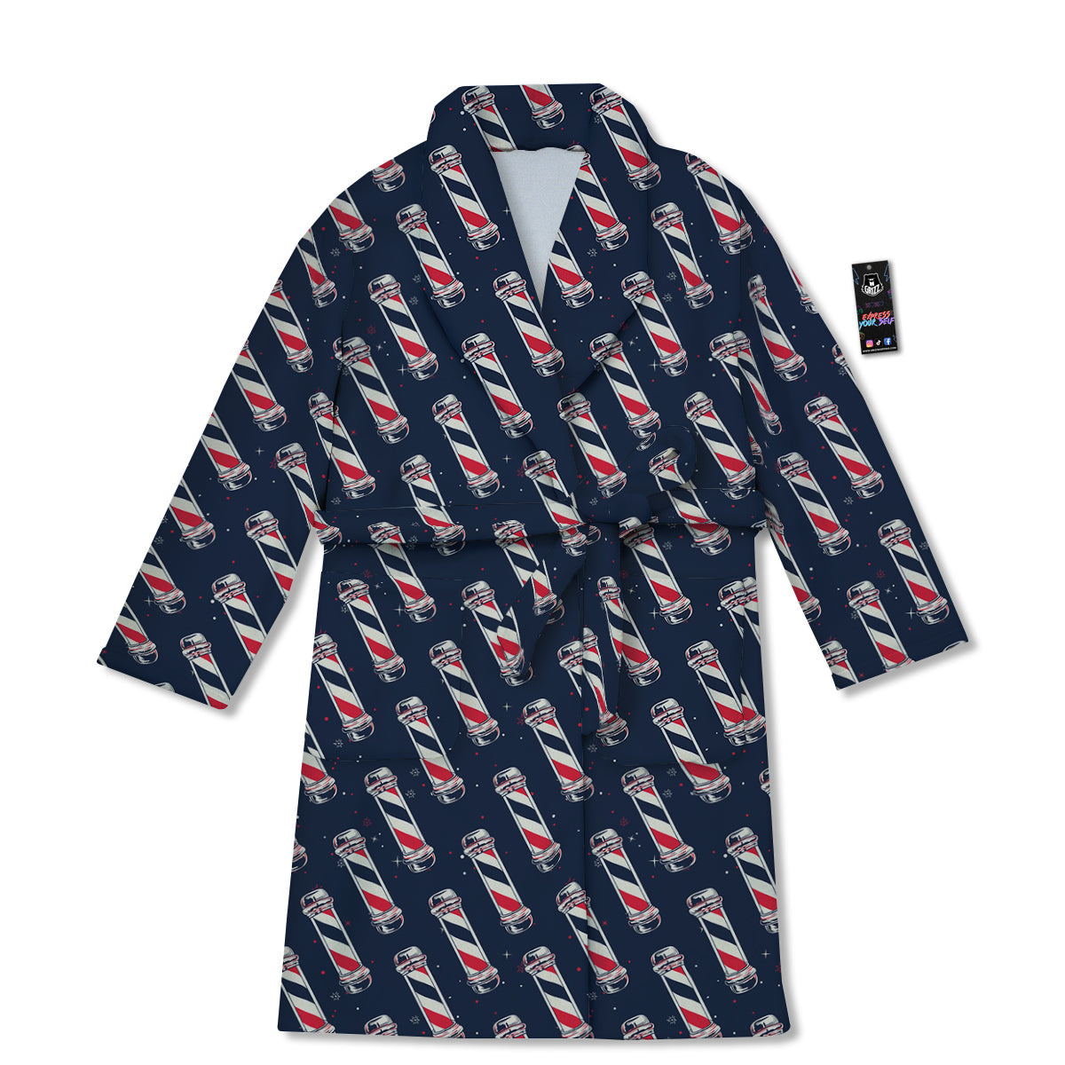 Barber Pole Print Pattern Bathrobe-grizzshop