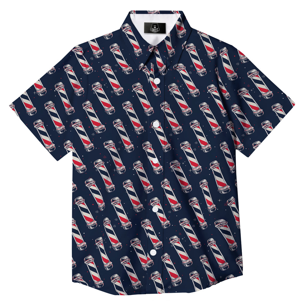 Barber Pole Print Pattern Button Up Shirt-grizzshop