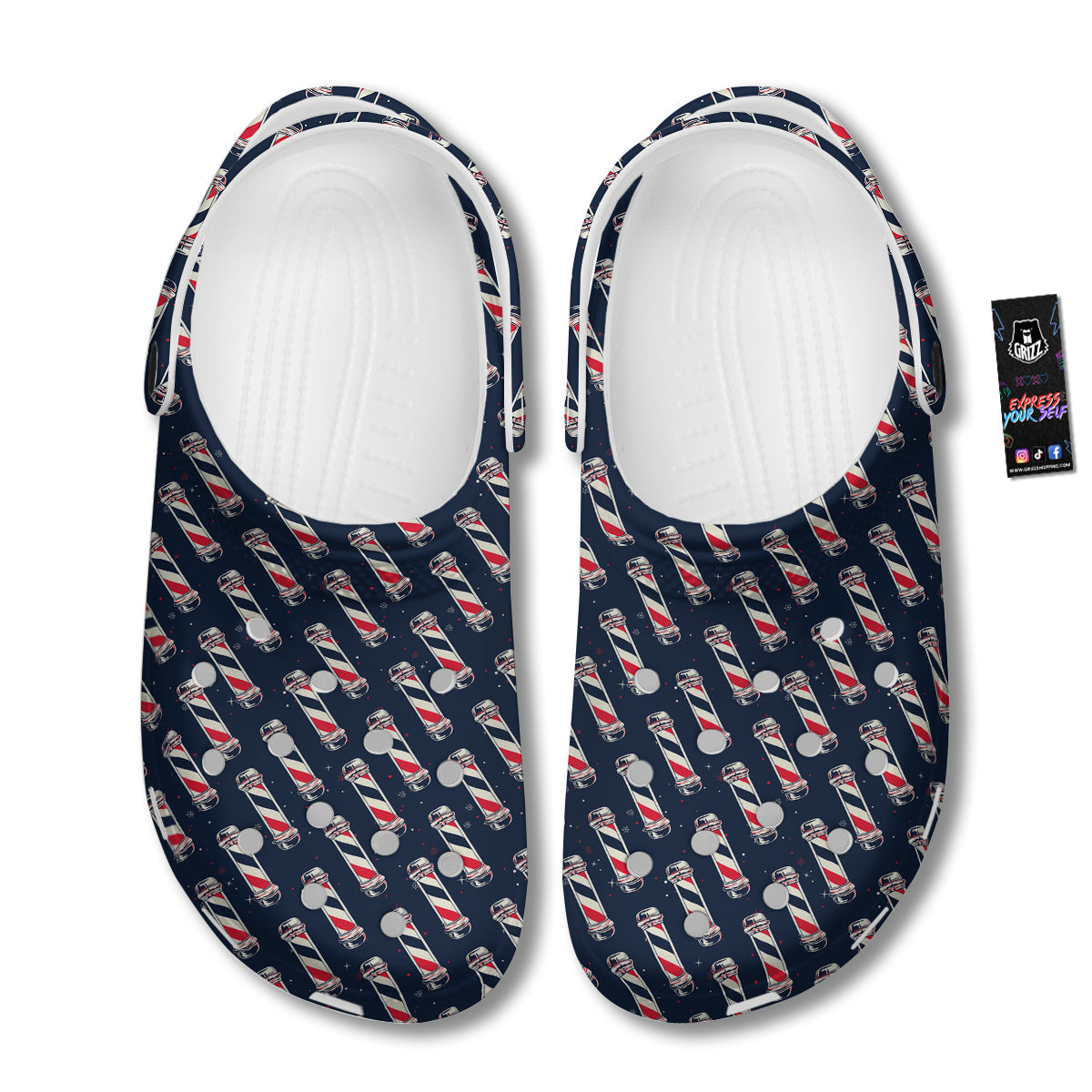 Barber Pole Print Pattern Clog-grizzshop