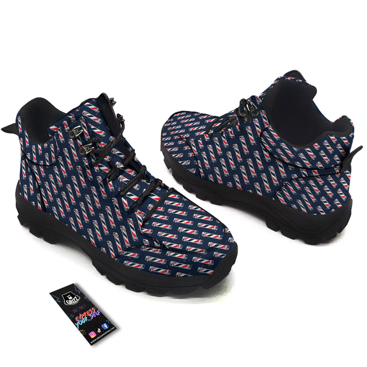 Barber Pole Print Pattern Hiking Shoes-grizzshop