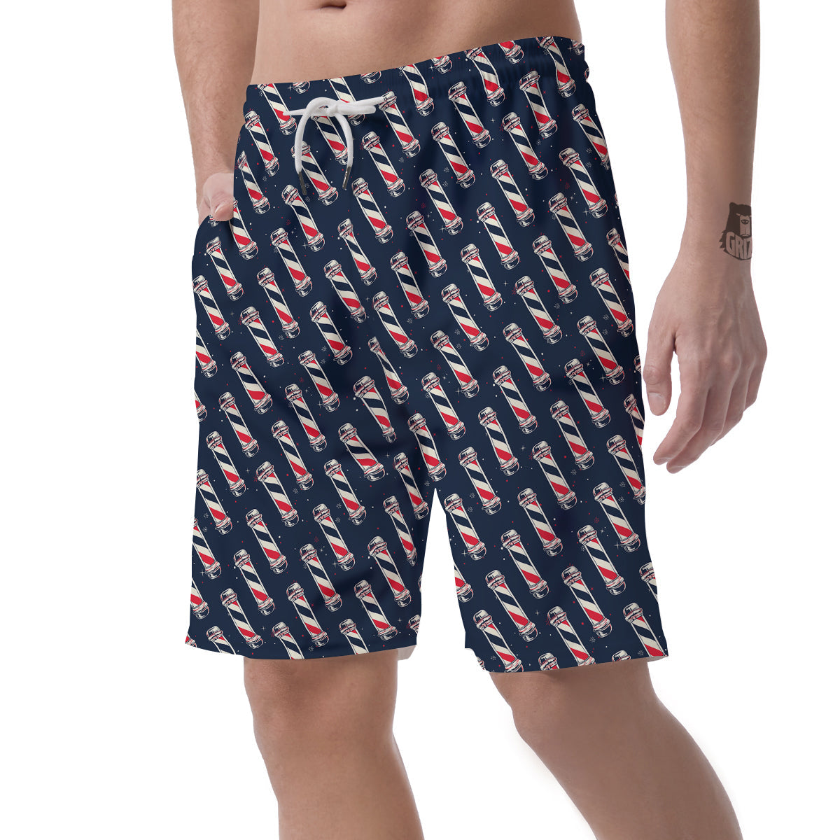 Barber Pole Print Pattern Men's Shorts-grizzshop