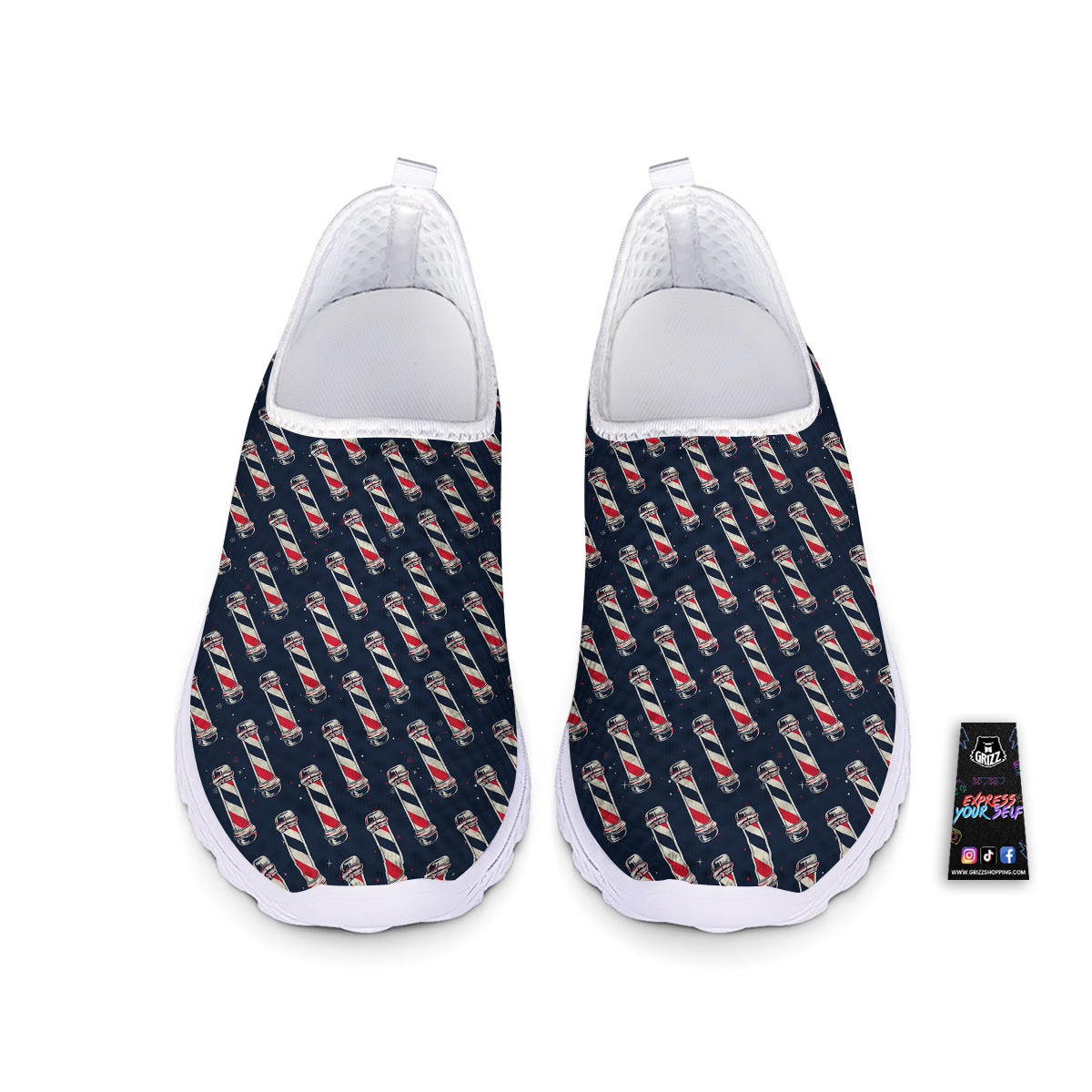 Barber Pole Print Pattern Nurse Shoes-grizzshop
