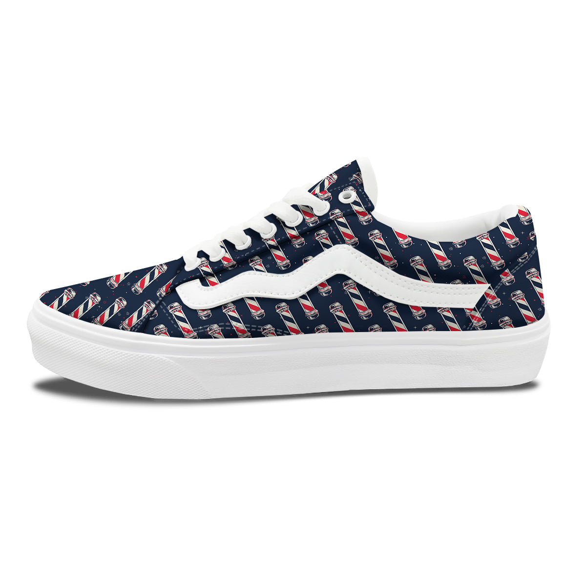 Barber Pole Print Pattern Skate Shoes-grizzshop