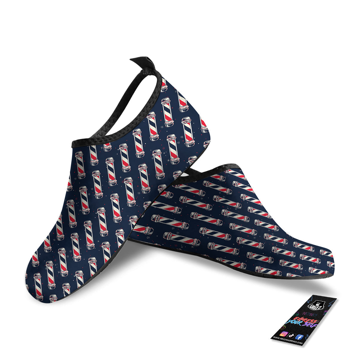 Barber Pole Print Pattern Water Shoes-grizzshop