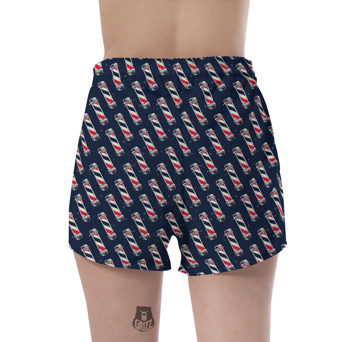 Barber Pole Print Pattern Women's Shorts-grizzshop