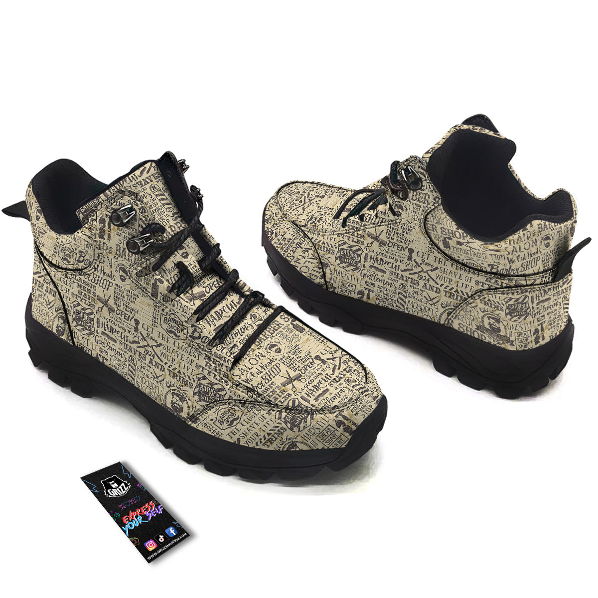 Barber Vintage Color Print Pattern Hiking Shoes-grizzshop