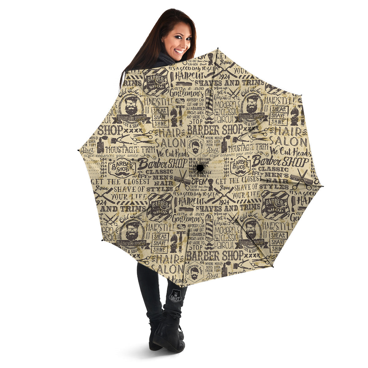 Barber Vintage Color Print Pattern Umbrella-grizzshop