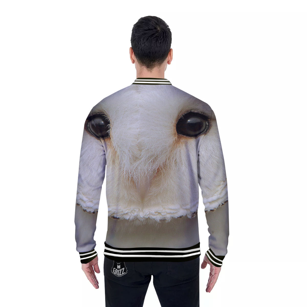 Barn Owl Print Baseball Jacket-grizzshop