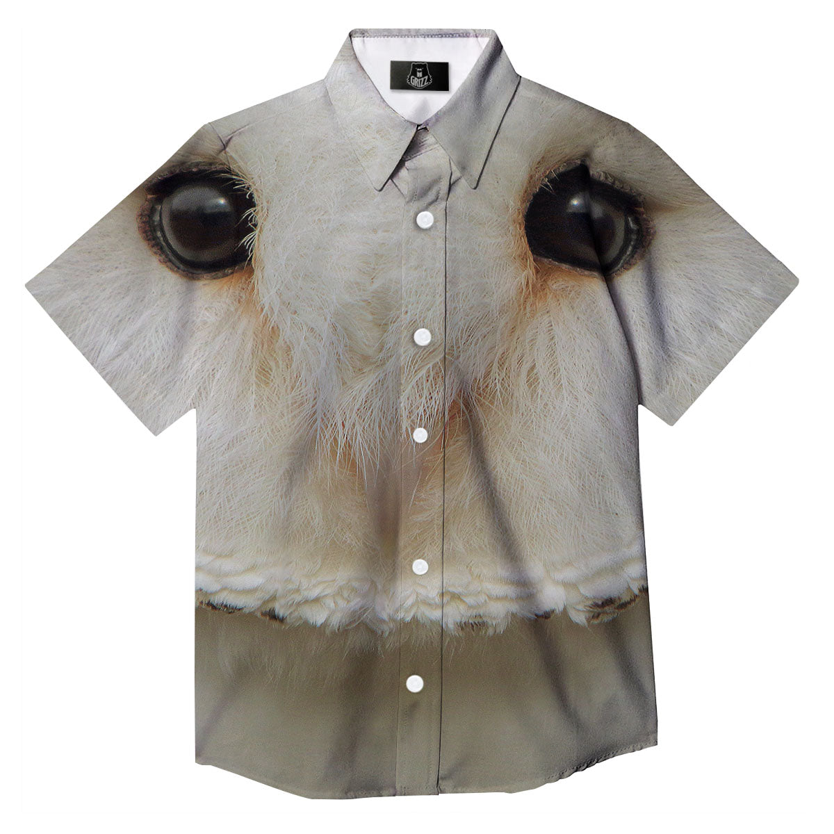 Barn Owl Print Button Up Shirt-grizzshop