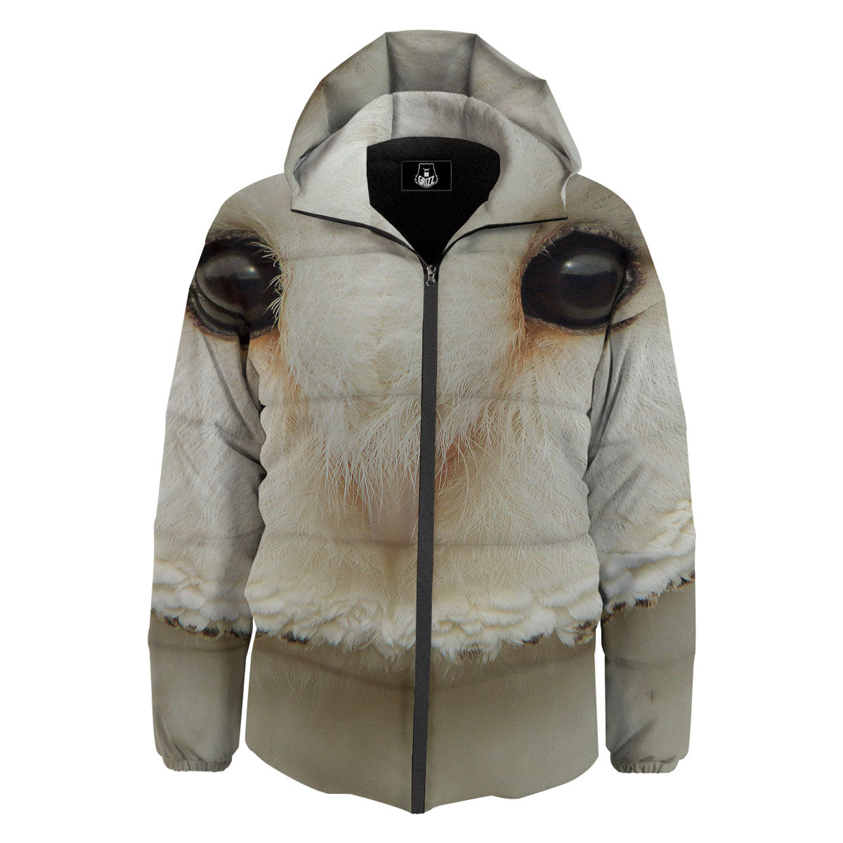 Barn Owl Print Down Jacket-grizzshop