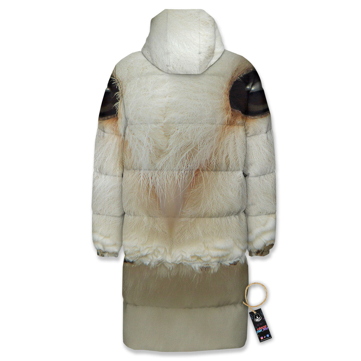 Barn Owl Print Long Down Jacket-grizzshop