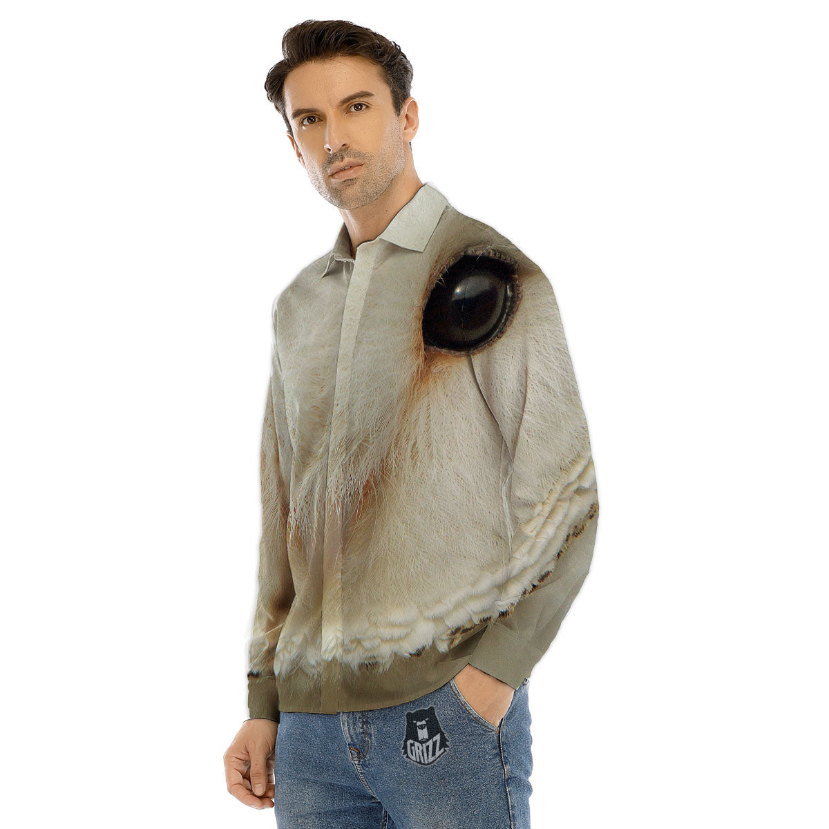 Barn Owl Print Men's Dress Shirts-grizzshop