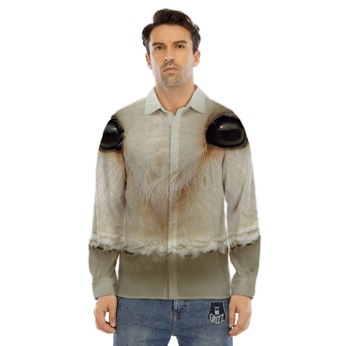 Barn Owl Print Men's Dress Shirts-grizzshop