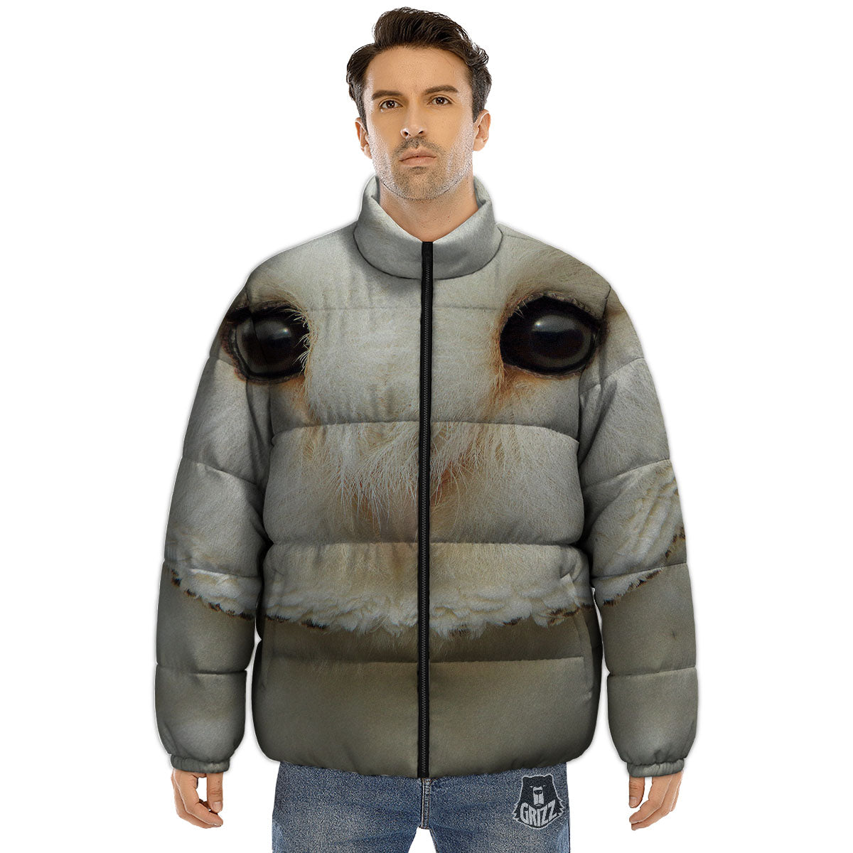 Barn Owl Print Puffer Jacket-grizzshop