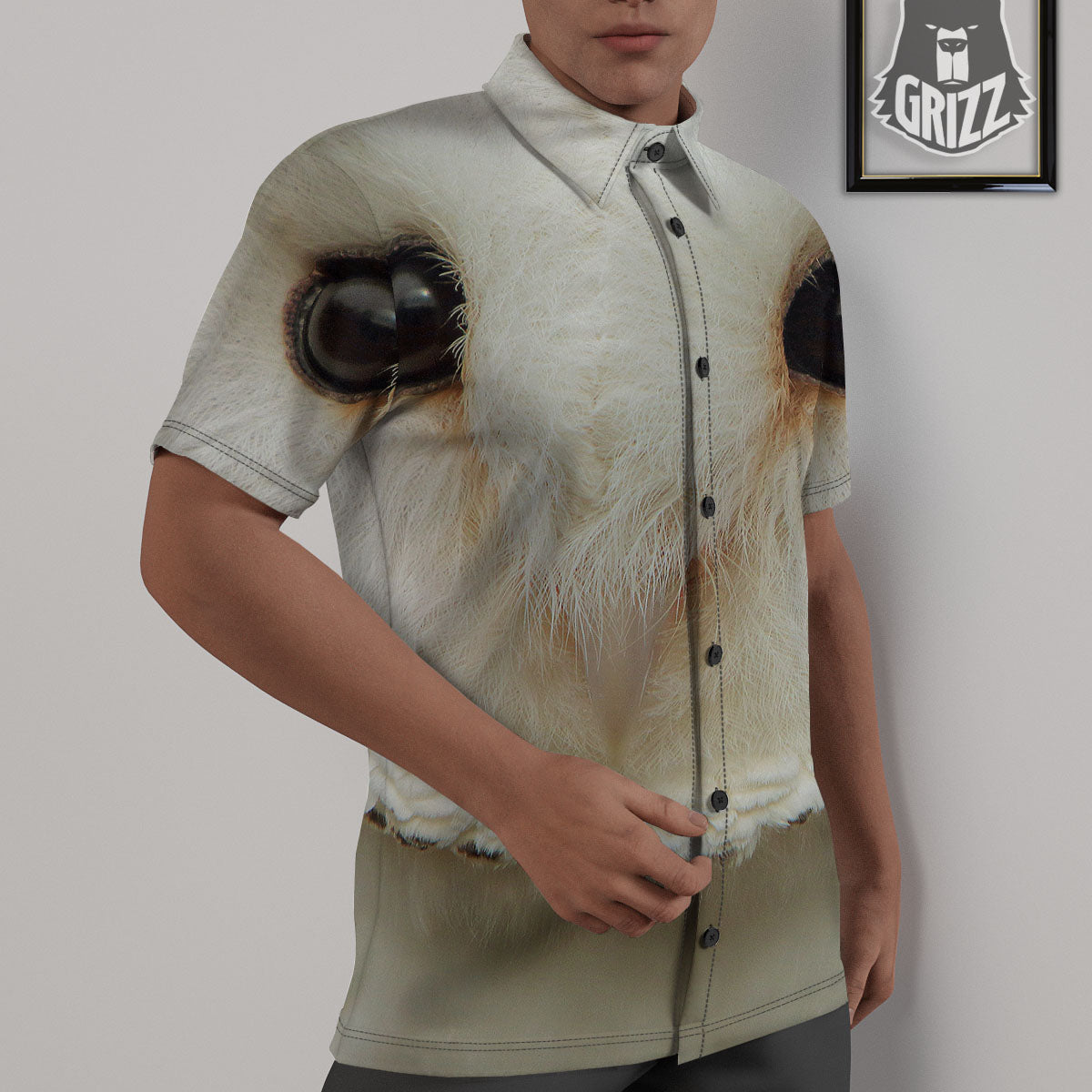Barn Owl Print Untucked Shirts-grizzshop
