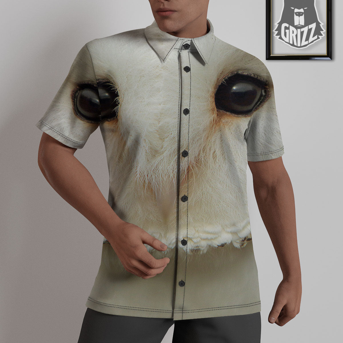 Barn Owl Print Untucked Shirts-grizzshop