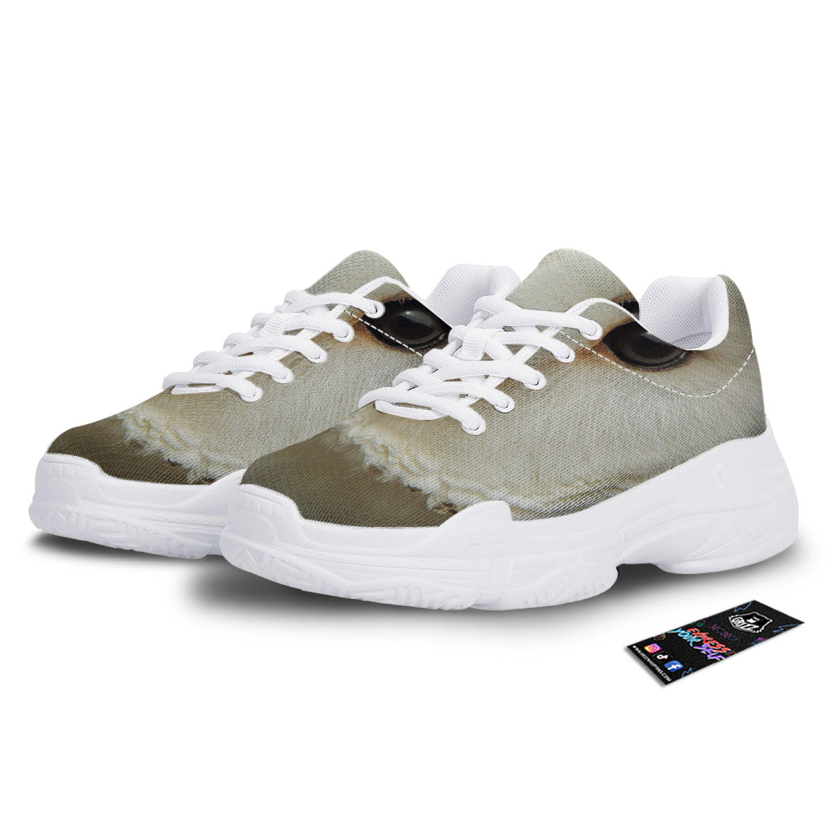 Barn Owl Print White Chunky Shoes-grizzshop