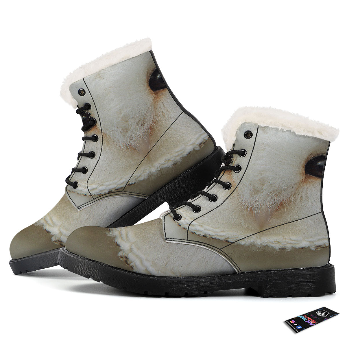 Barn Owl Print Winter Boots-grizzshop