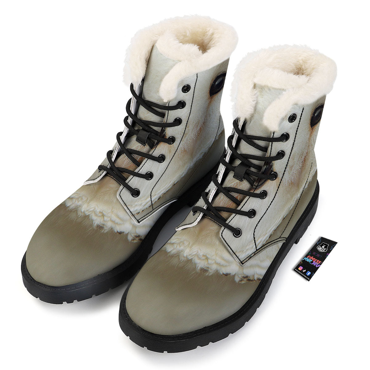 Barn Owl Print Winter Boots-grizzshop