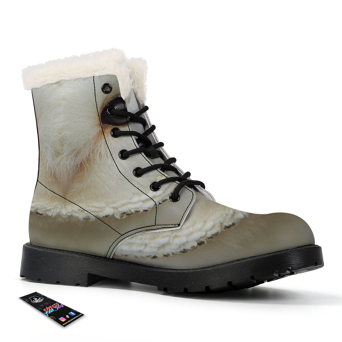 Barn Owl Print Winter Boots-grizzshop
