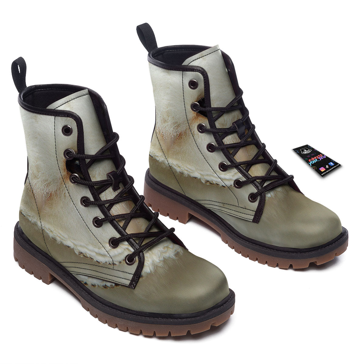 Barn Owl Print Work Boots-grizzshop