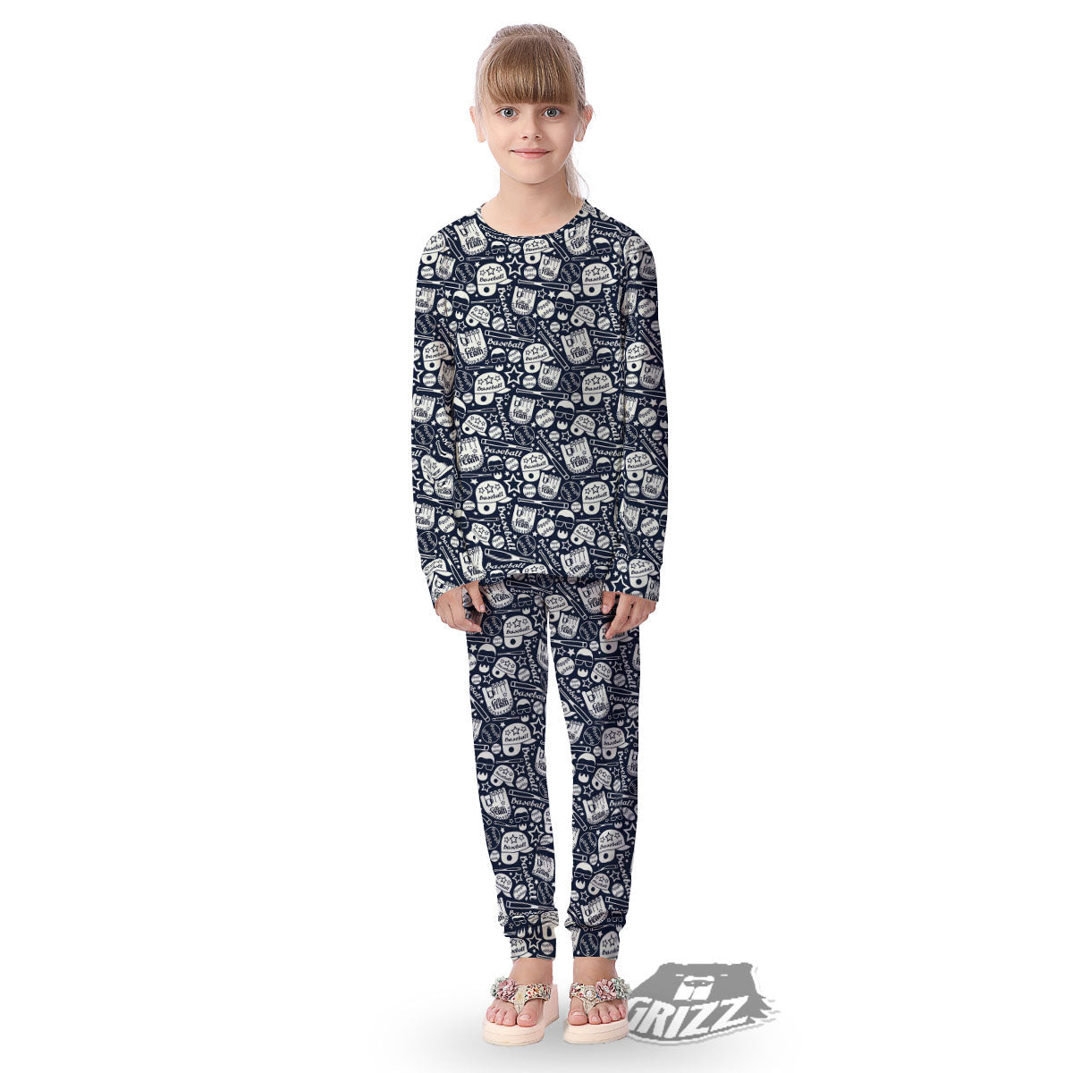 Baseball Black Print Pattern Kid's Pajamas-grizzshop