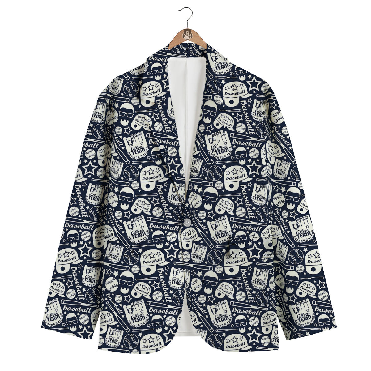 Baseball Black Print Pattern Men's Blazer-grizzshop