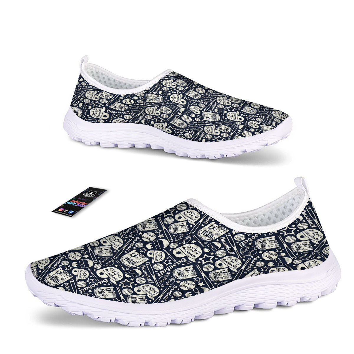 Baseball Black Print Pattern Nurse Shoes-grizzshop
