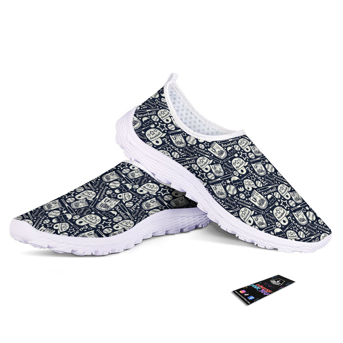 Baseball Black Print Pattern Nurse Shoes-grizzshop
