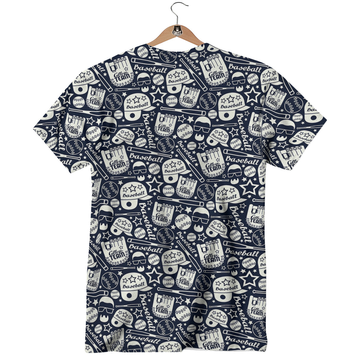 Baseball Black Print Pattern T-Shirt-grizzshop