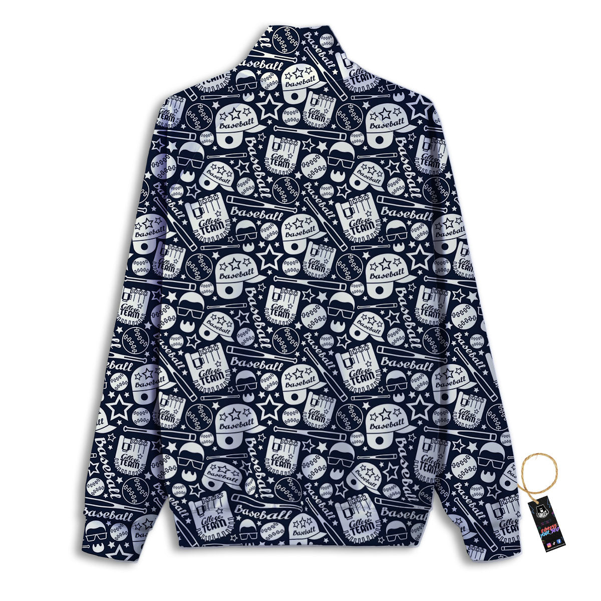 Baseball Black Print Pattern Track Jacket-grizzshop