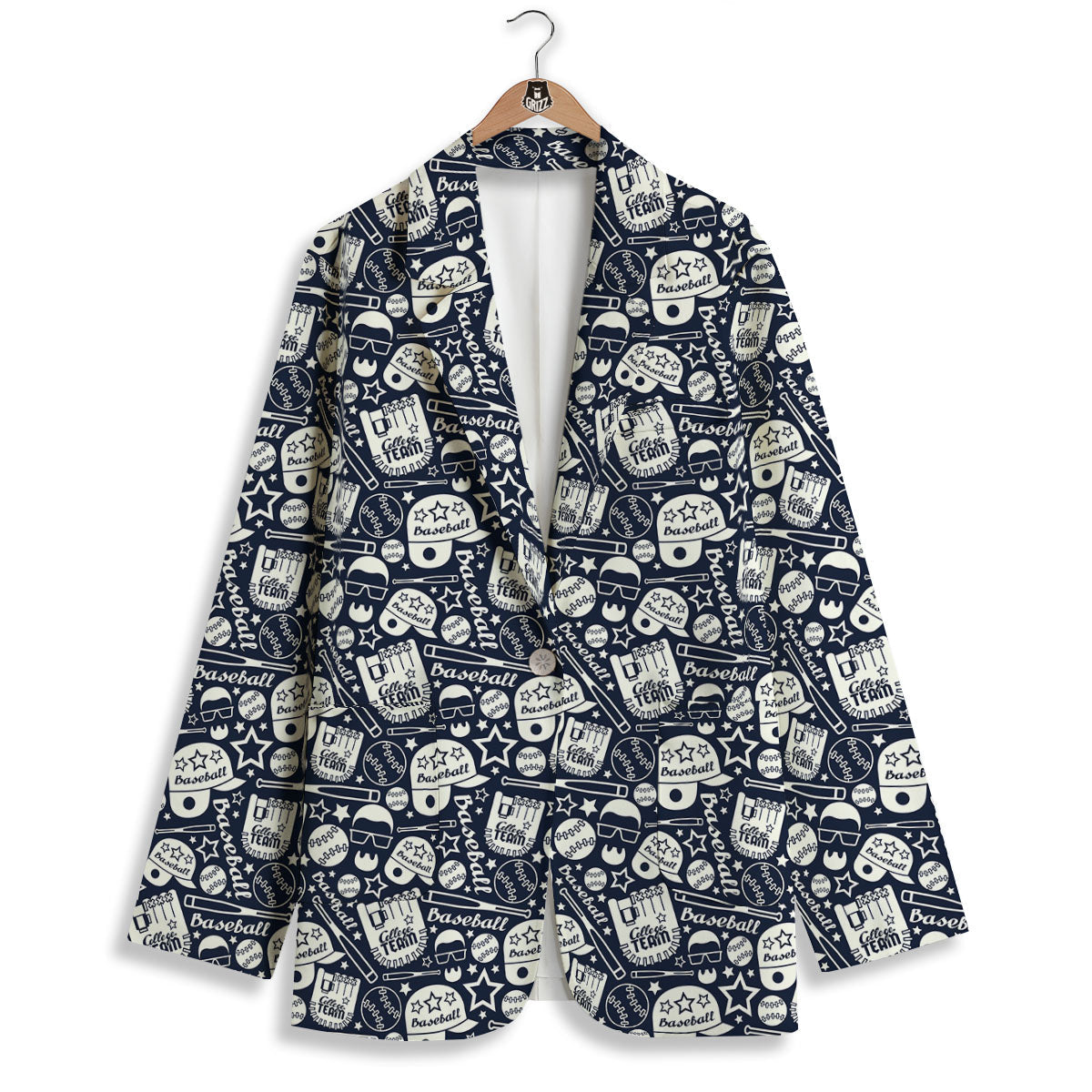 Baseball Black Print Pattern Women's Blazer-grizzshop