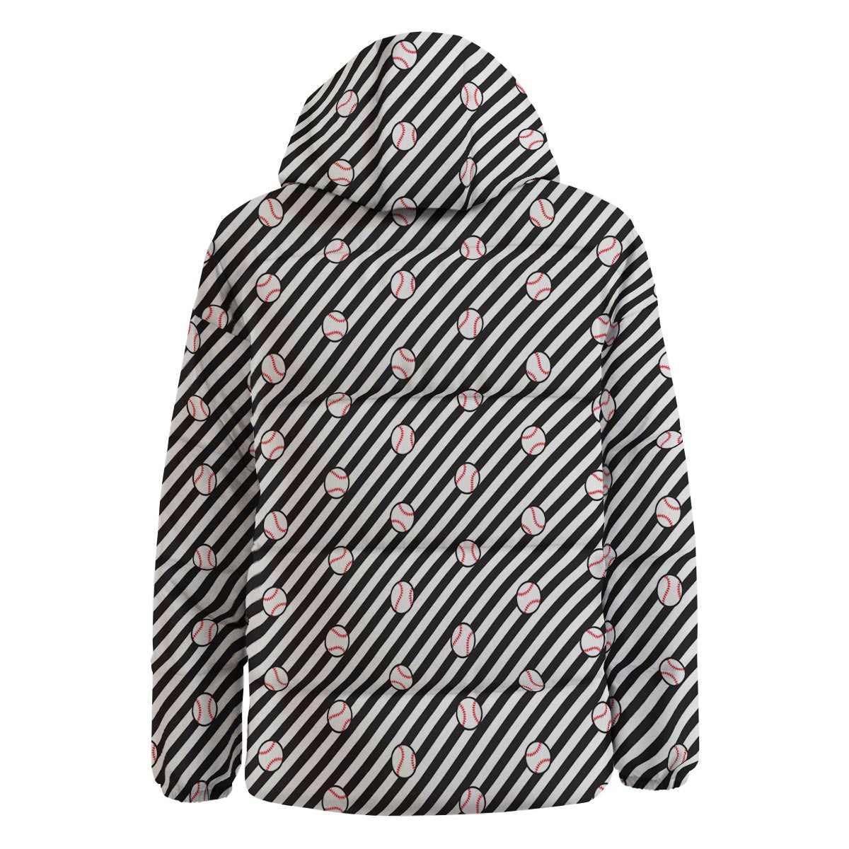 Baseball Black Striped Print Pattern Down Jacket-grizzshop