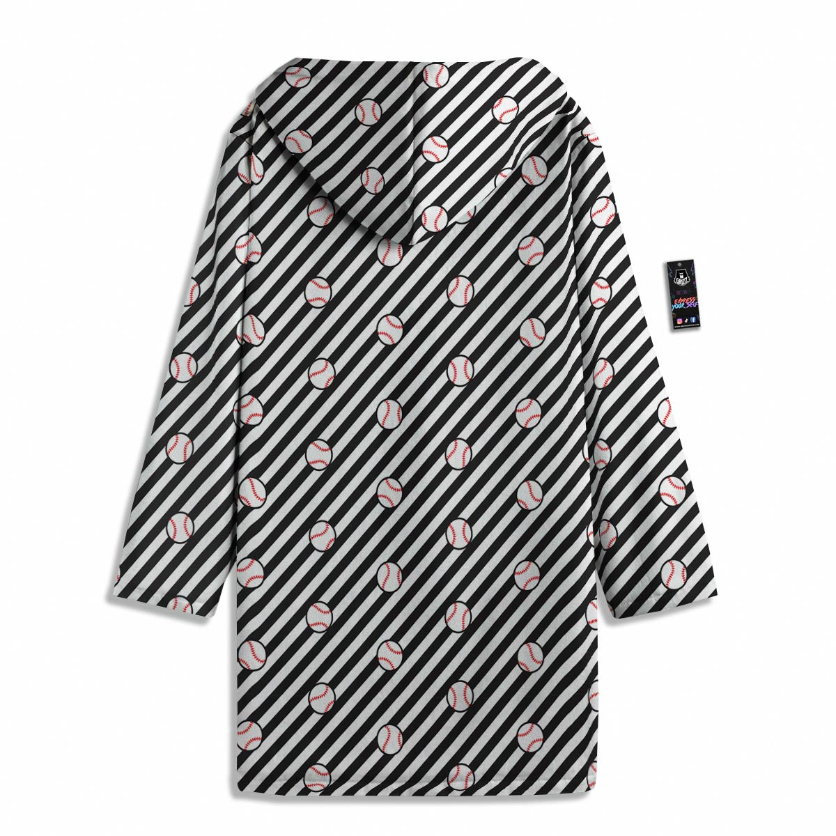Baseball Black Striped Print Pattern Men's Windbreaker Jacket-grizzshop