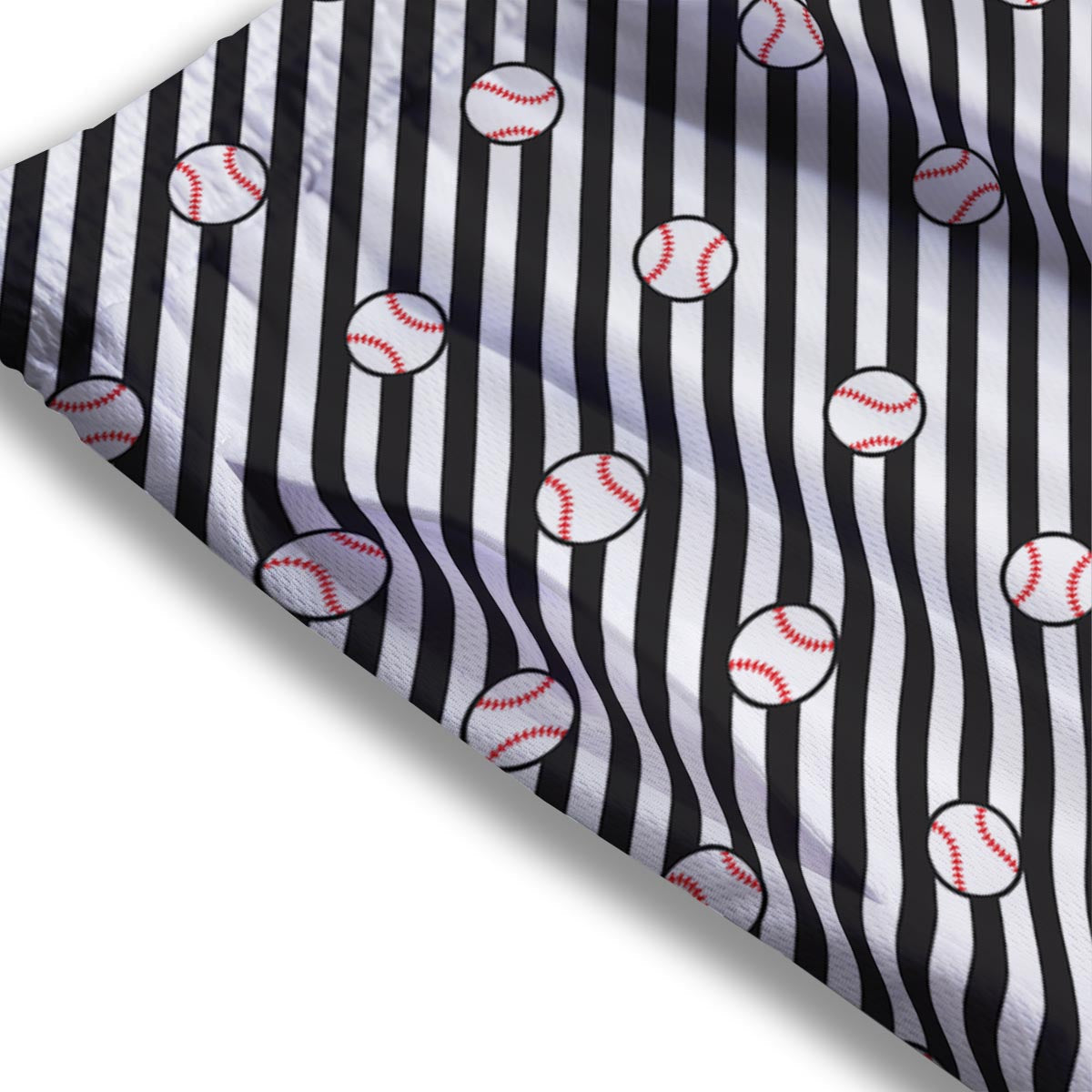 Baseball Black Striped Print Pattern Mesh Shorts