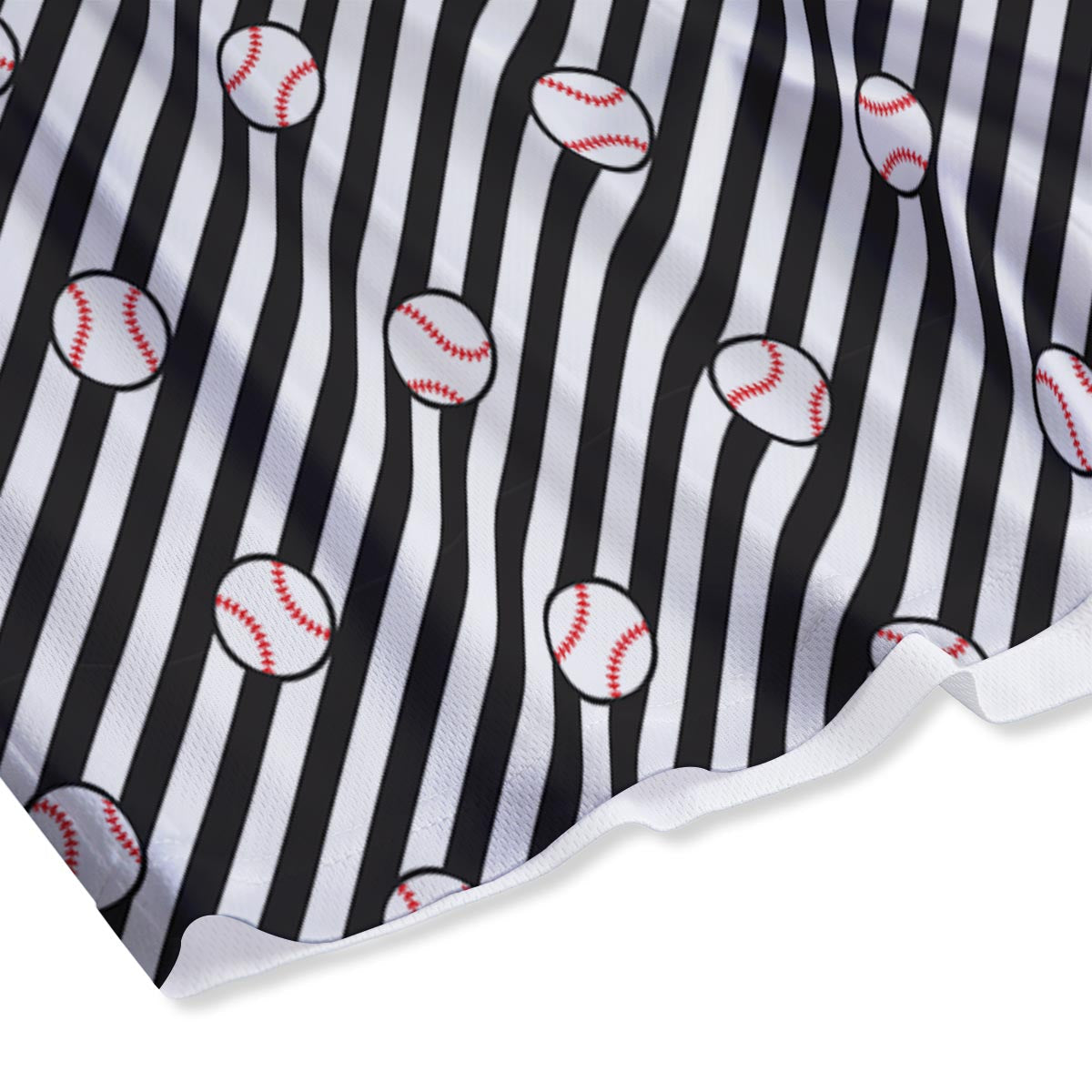 Baseball Black Striped Print Pattern Mesh Shorts