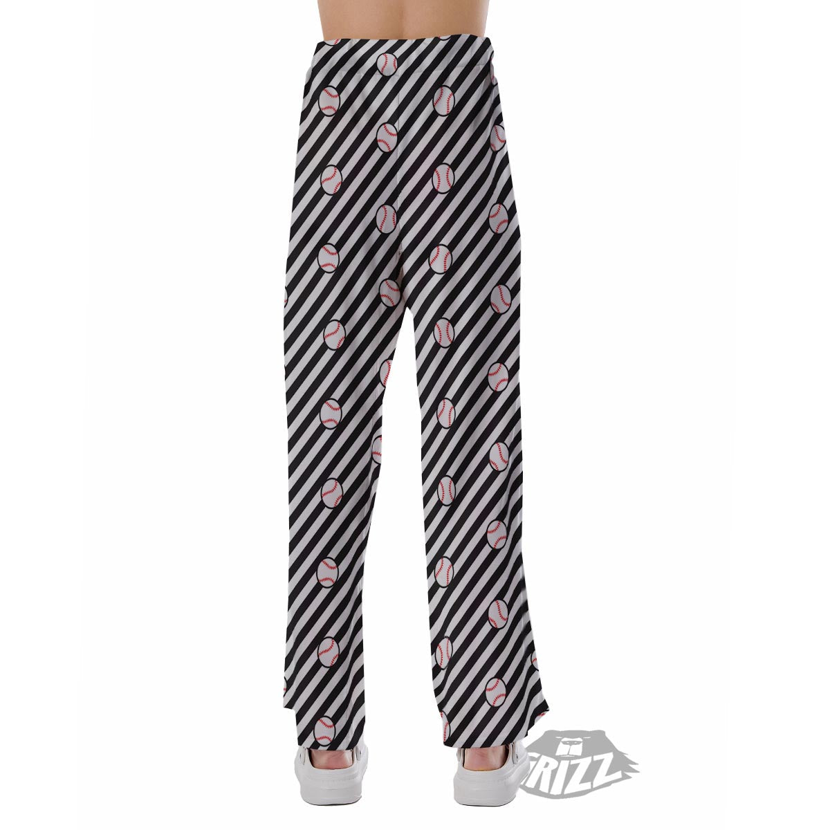 Baseball Black Striped Print Pattern Pajama Pants-grizzshop