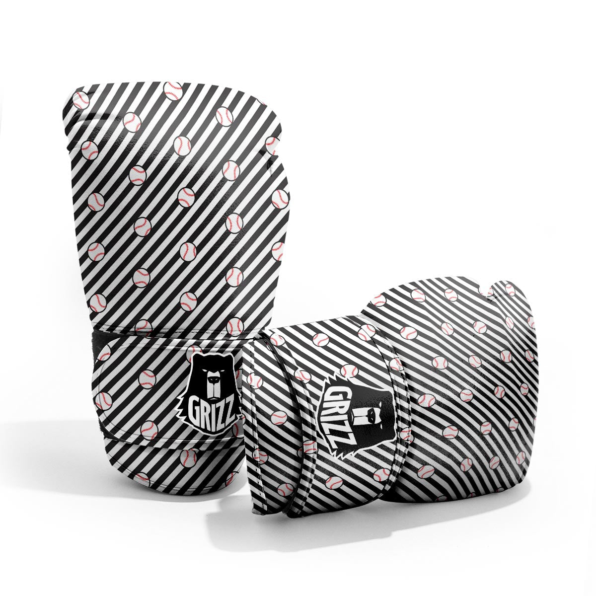 Baseball Black Striped Print Pattern Pro Boxing Glove