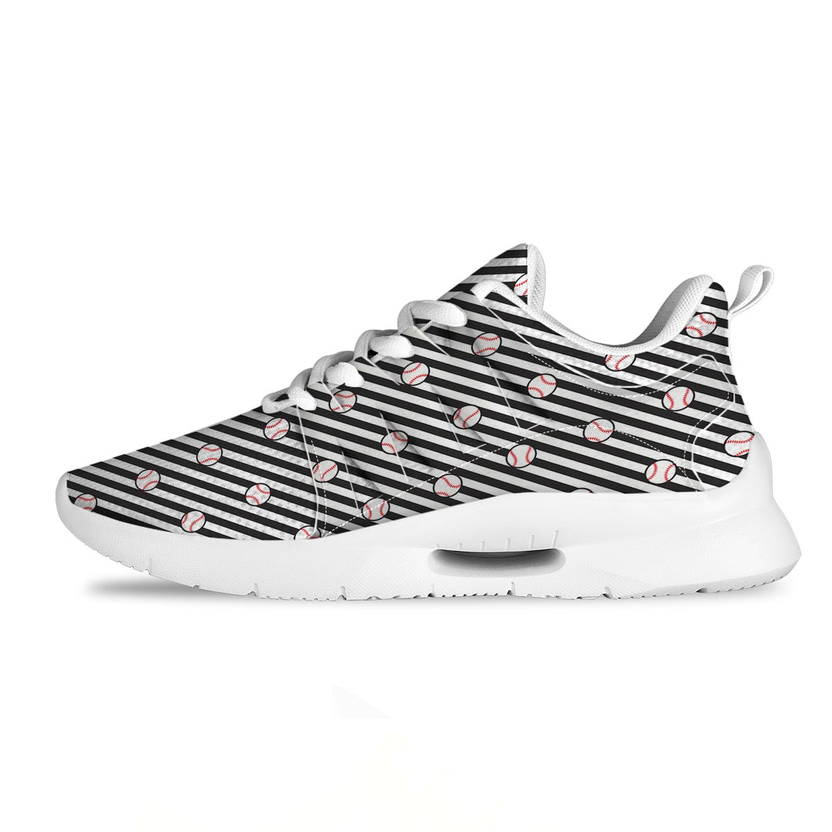 Baseball Black Striped Print Pattern Tennis Shoes-grizzshop