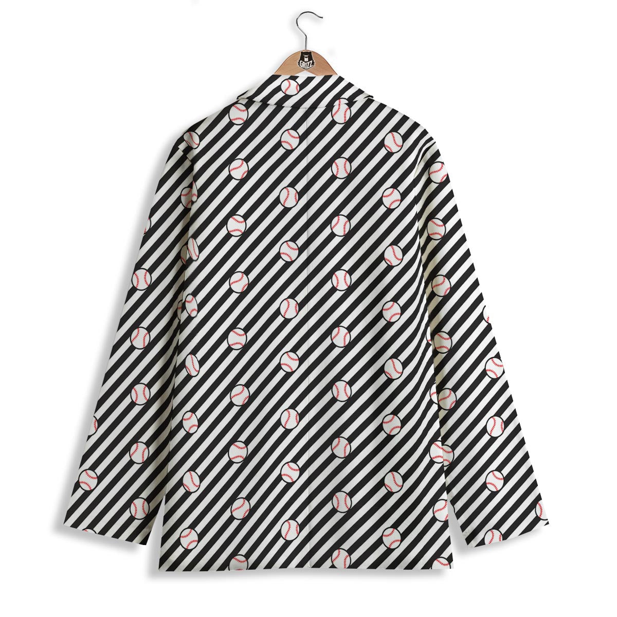 Baseball Black Striped Print Pattern Women's Blazer-grizzshop