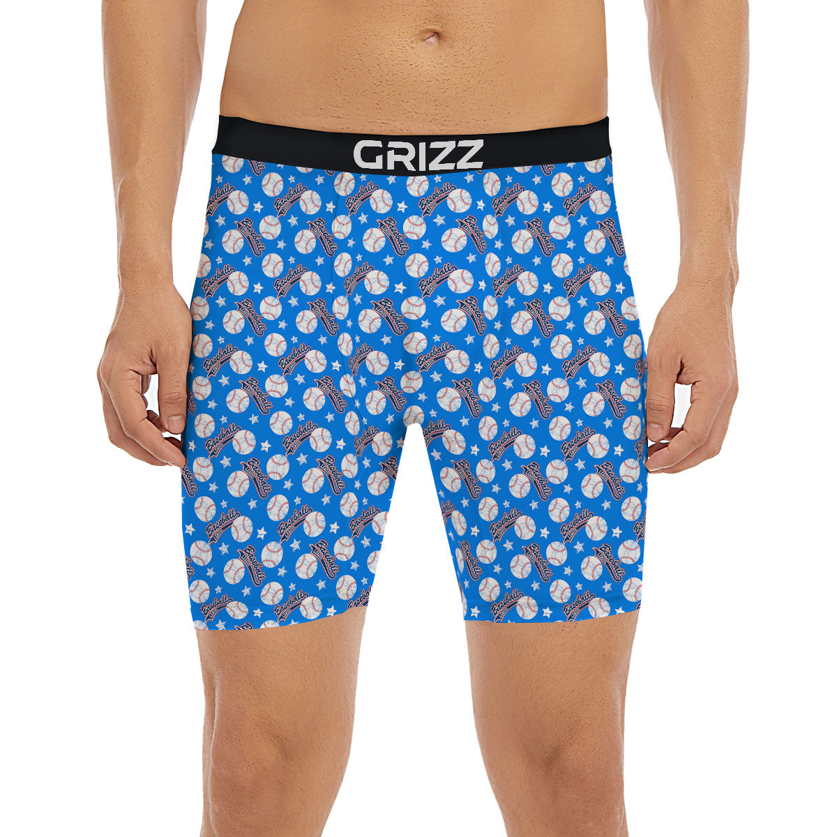 Baseball Blue Print Pattern Boxer Briefs-grizzshop